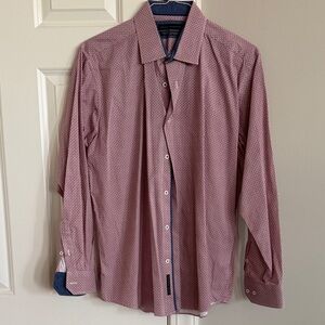 Report Collection Dusty Rose Micro-Print Long Sleeve Dress Shirt
